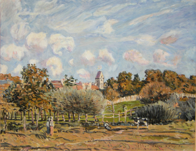 Le clocher de Noisy-le-Roi  d'après Sisley terminé mi sept. 2008