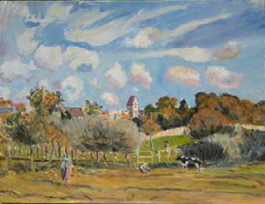 Le Clocher de Noisy-le-Roi - d'après SISLEY - 1874: En cours mi-août 2008